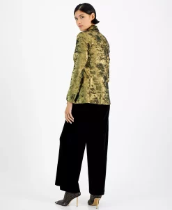 Bar III Women's Velvet V-Neck Jumpsuit & Metallic Notched Collar Jacket, Created For Macy's -Anne Klein Sales Store 22657965 fpx