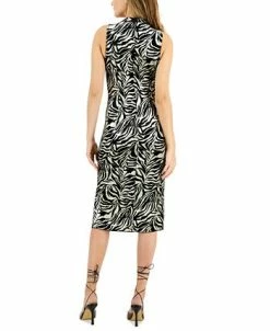 Alternative view of INC International Concepts Women's Zebra Foil Printed Fitted Midi Dress, Created For Macy's