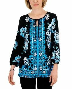 JM Collection Women's Navarro Way Split-Neck Tunic, Created For Macy's