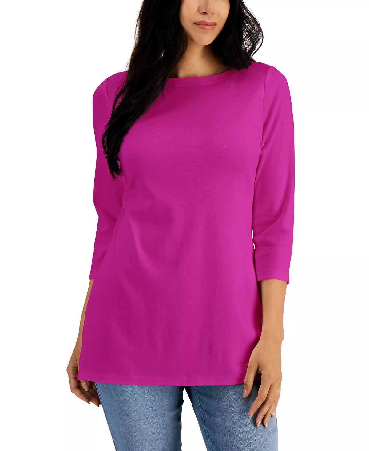 Karen Scott Boat-Neck 3/4-Sleeve Top, Created For Macy's 8 Karen Scott Boat-Neck 3/4-Sleeve Top, Created For Macy's - Image 8