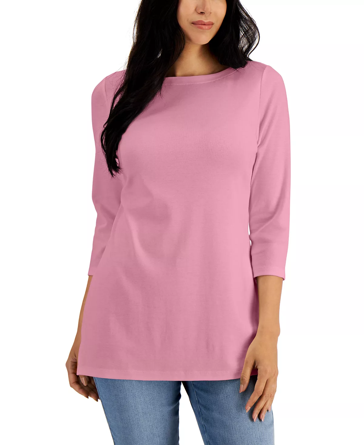 Karen Scott Boat-Neck 3/4-Sleeve Top, Created For Macy's 1 Karen Scott Boat-Neck 3/4-Sleeve Top, Created For Macy's