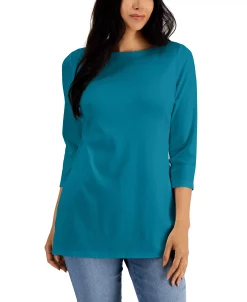 Karen Scott Boat-Neck 3/4-Sleeve Top, Created For Macy's 19 Karen Scott Boat-Neck 3/4-Sleeve Top, Created For Macy's -Anne Klein Sales Store 22721873 fpx