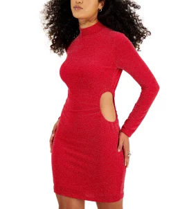 Bar III Women's Sparkling Cut-Out Long-Sleeve Mini Dress, Created For Macy's 9 Bar III Women's Sparkling Cut-Out Long-Sleeve Mini Dress, Created For Macy's -Anne Klein Sales Store 22742236 fpx
