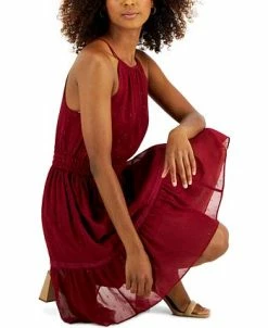 Alternative view of INC International Concepts Women's Clip-Dot Tiered Halter Mini Dress, Created For Macy's