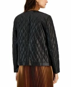 Alternative view of Anne Klein Women's Faux-Leather Quilted Snap Jacket