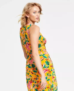 Bar III Women's Floral-Print Sleeveless Crossover Crop Top, Created For Macy's -Anne Klein Sales Store 22771585 fpx