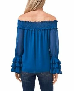 Alternative view of CeCe Smocked Off-The-Shoulder Top