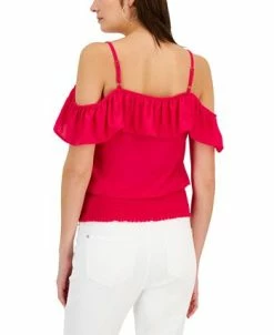Alternative view of INC International Concepts Women's Ruffled Cold-Shoulder Top, Created For Macy's