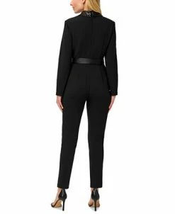 Adrianna Papell Women's Sequined-Collar Tuxedo Jumpsuit 5 Adrianna Papell Women's Sequined-Collar Tuxedo Jumpsuit -Anne Klein Sales Store 22801038 fpx