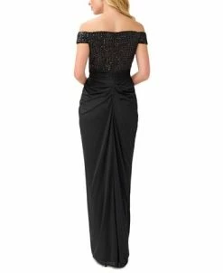 Alternative view of Papell Studio Women's Off-the-Shoulder Sequined Gown