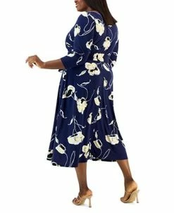Alternative view of Kasper Plus Size Fit & Flare Boat-Neck Dress