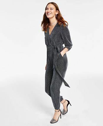 INC International Concepts Metallic Belted Jumpsuit, Created For Macy's 3 INC International Concepts Metallic Belted Jumpsuit, Created For Macy's - Image 3
