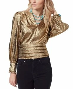 Sam Edelman Women's Edith Metallic Pleated-Waist Top