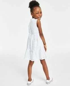 Alternative view of Charter Club Little Girl's Cotton Eyelet Dress With Tiered Skirt, Created For Macy's