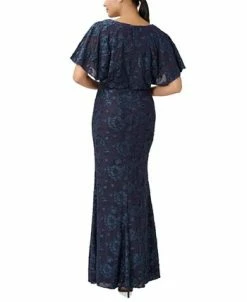 Alternative view of Adrianna Papell Women's Burnout Velvet Flutter-Sleeve Gown