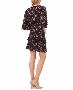 CeCe Women's Floral-Print Balloon-Sleeve Ruffled A-Line Dress 5 CeCe Women's Floral-Print Balloon-Sleeve Ruffled A-Line Dress -Anne Klein Sales Store 22866950 fpx
