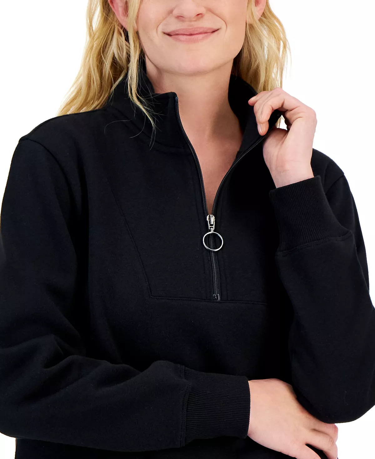 ID Ideology Women's Relaxed Colorblocked Zip Sweatshirt Pullover, Created For Macy's 6 ID Ideology Women's Relaxed Colorblocked Zip Sweatshirt Pullover, Created For Macy's - Image 6