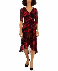 Connected Women's Floral-Print High-Low Dress