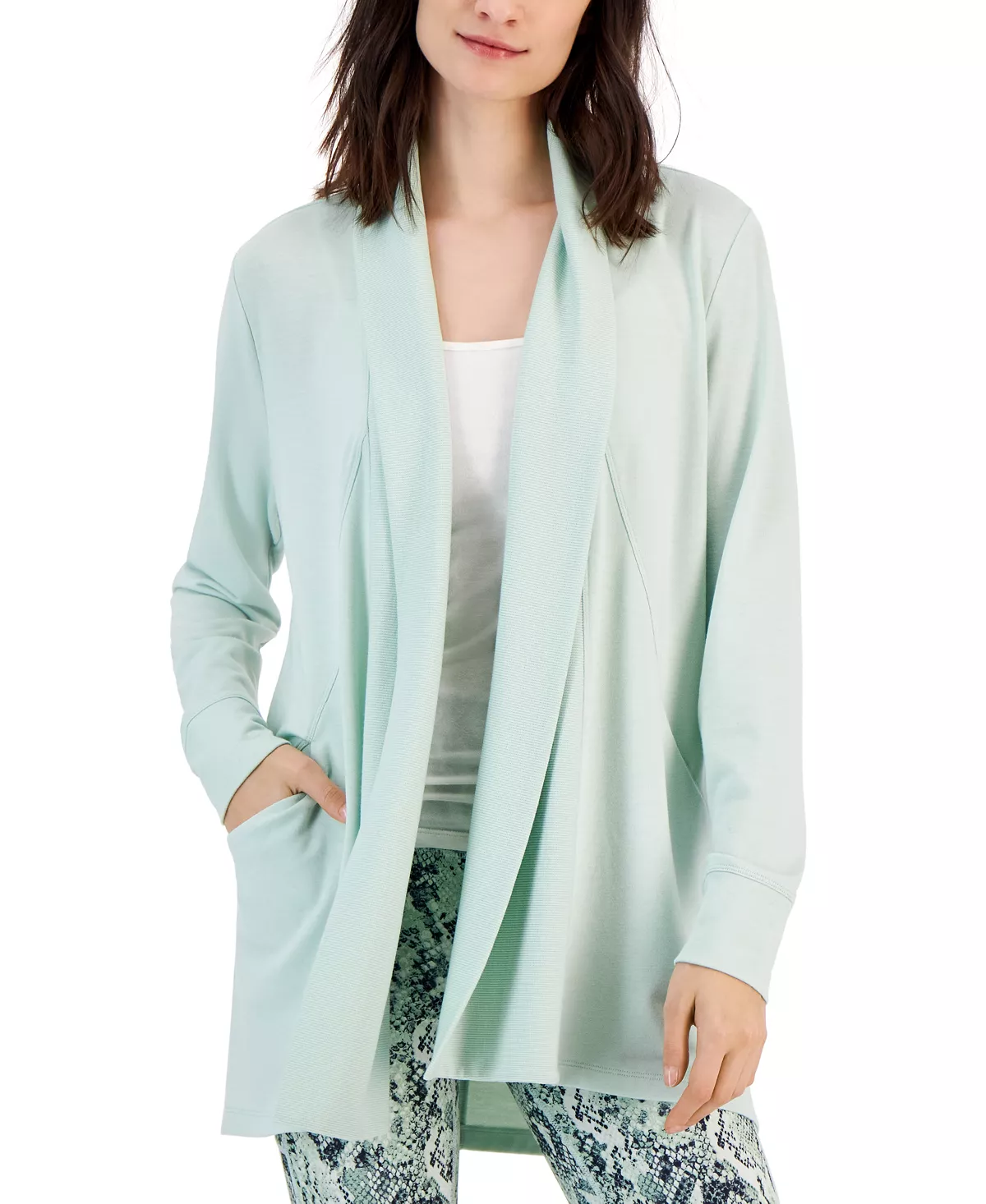 ID Ideology Women's Butter French Terry Cardigan, Created For Macy's 9 ID Ideology Women's Butter French Terry Cardigan, Created For Macy's - Image 9
