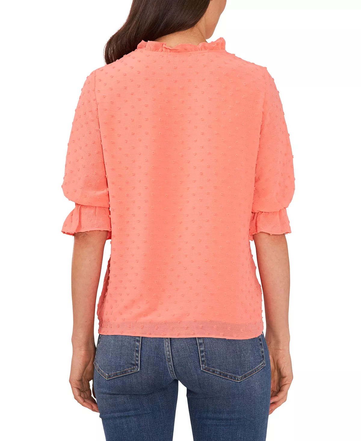 CeCe Split-Neck Clip-Dot Blouse 2 CeCe Split-Neck Clip-Dot Blouse - Image 2
