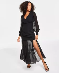 Bar III Women's V-Neck Slit Maxi Dress, Created For Macy's -Anne Klein Sales Store 22946055 fpx