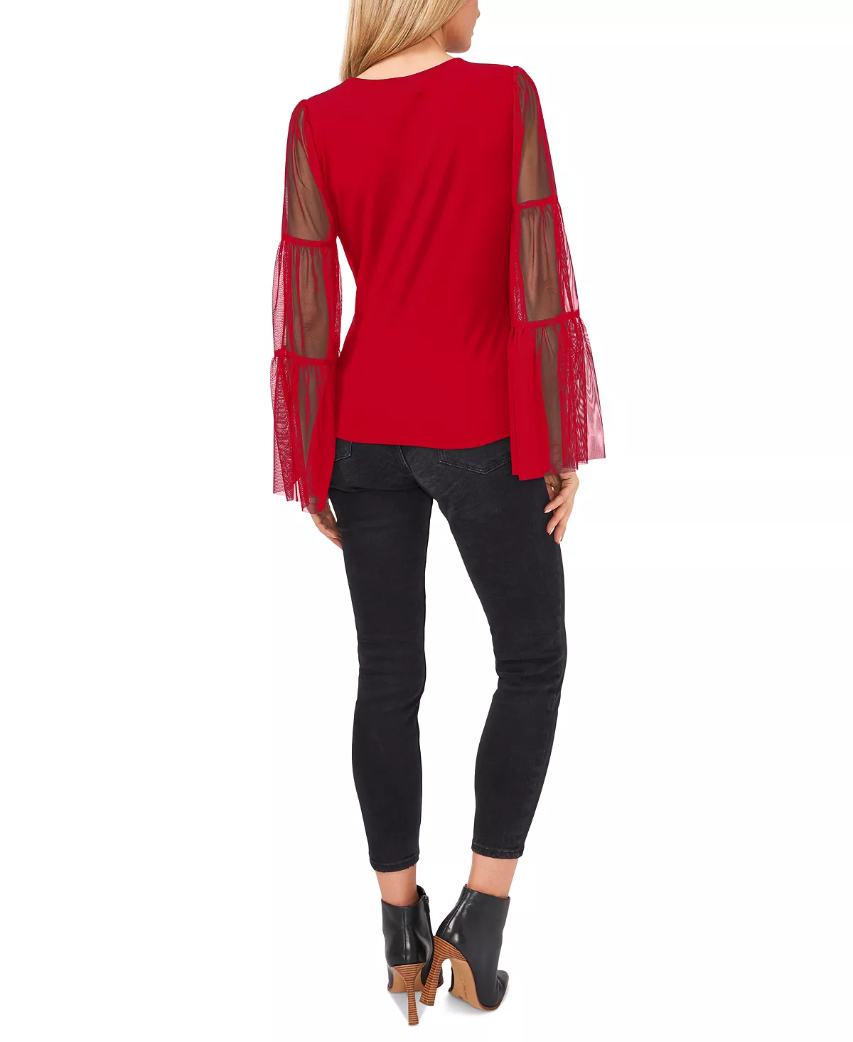 Vince Camuto Women's Mesh Bell-Sleeve Top 4 Vince Camuto Women's Mesh Bell-Sleeve Top - Image 4