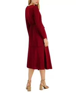 INC International Concepts Women's V-Neck Faux Wrap Dress, Created For Macy's -Anne Klein Sales Store 22966381 fpx