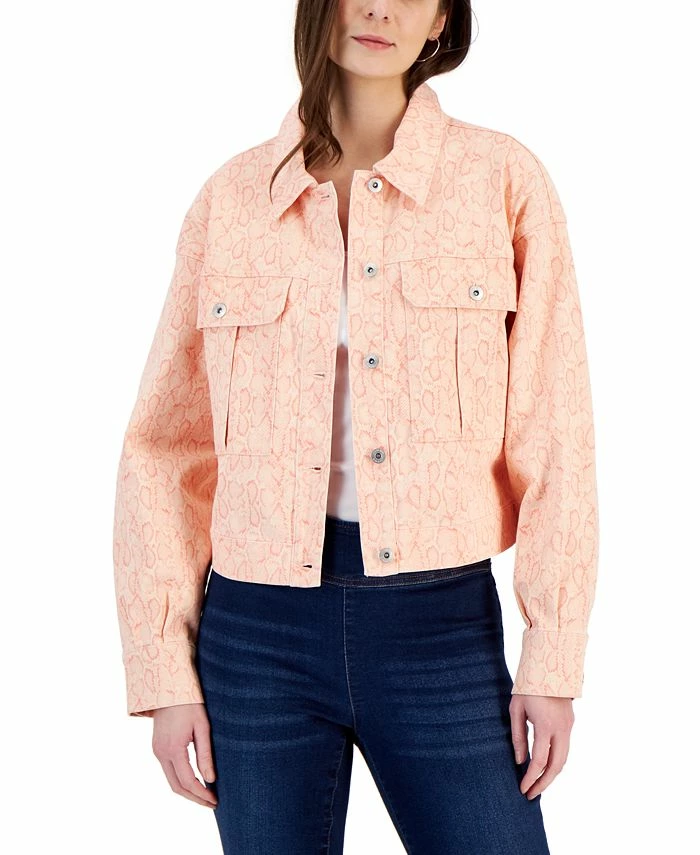 INC International Concepts Women's Snake-Print Denim Jacket, Created For Macy's 1 INC International Concepts Women's Snake-Print Denim Jacket, Created For Macy's