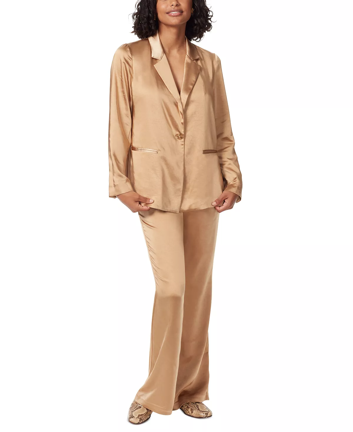 Sam Edelman Women's Lyra Belted Notched-Collar Satin Blazer 6 Sam Edelman Women's Lyra Belted Notched-Collar Satin Blazer - Image 6