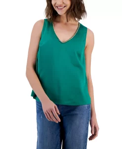 INC International Concepts Women's Chain-Trim V-Neck Tank Top, Created For Macy's -Anne Klein Sales Store 22981923 fpx