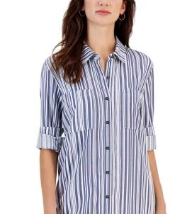 Style & Co Women's Twill Button-Up Tunic Shirt, Created For Macy's 9 Style & Co Women's Twill Button-Up Tunic Shirt, Created For Macy's -Anne Klein Sales Store 22986727 fpx