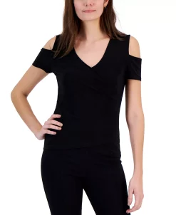 Alternative view of INC International Concepts Women's Cold-Shoulder V-Neck Top, Created For Macy's