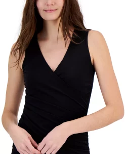 Alternative view of INC International Concepts Women's Printed Mesh Crossover Top, Created For Macy's