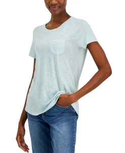 Style & Co Women's Scoop-Neck Short-Sleeve Pocket T-Shirt, Created For Macy's