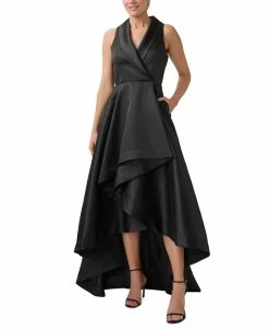 Adrianna Papell Women's Mikado High-Low Tuxedo Gown