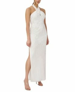 Adrianna Papell Women's Halter-Neck Sleeveless Embellished Gown