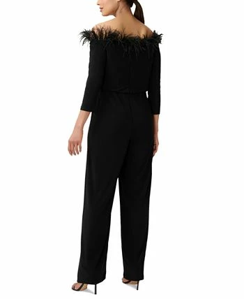 Adrianna Papell Women's Feather-Trim Wide-Leg Jumpsuit 2 Adrianna Papell Women's Feather-Trim Wide-Leg Jumpsuit - Image 2