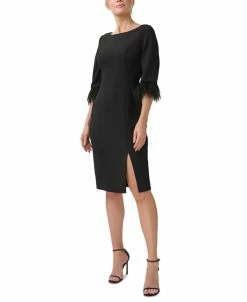 Adrianna Papell Women's Feather-Trim Sheath Dress
