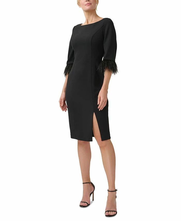 Adrianna Papell Women's Feather-Trim Sheath Dress 1 Adrianna Papell Women's Feather-Trim Sheath Dress