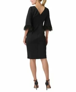 Alternative view of Adrianna Papell Women's Feather-Trim Sheath Dress