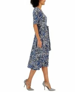 Kasper Women's Printed-Dot Elbow-Sleeve Midi Dress 7 Kasper Women's Printed-Dot Elbow-Sleeve Midi Dress -Anne Klein Sales Store 23035390 fpx