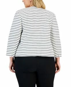 Alternative view of Kasper Plus Size Collarless Striped Open-Front Jacket