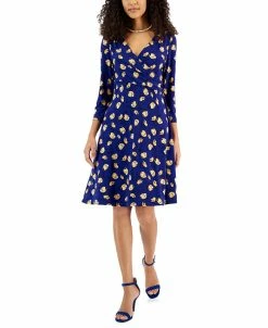 Kasper Women's Maura Printed Surplice-Neck Dress