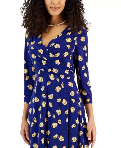 Kasper Women's Maura Printed Surplice-Neck Dress 8 Kasper Women's Maura Printed Surplice-Neck Dress -Anne Klein Sales Store 23109769 fpx