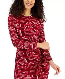 Kasper Women's Side-Pleated Printed Midi Dress 10 Kasper Women's Side-Pleated Printed Midi Dress -Anne Klein Sales Store 23109891 fpx