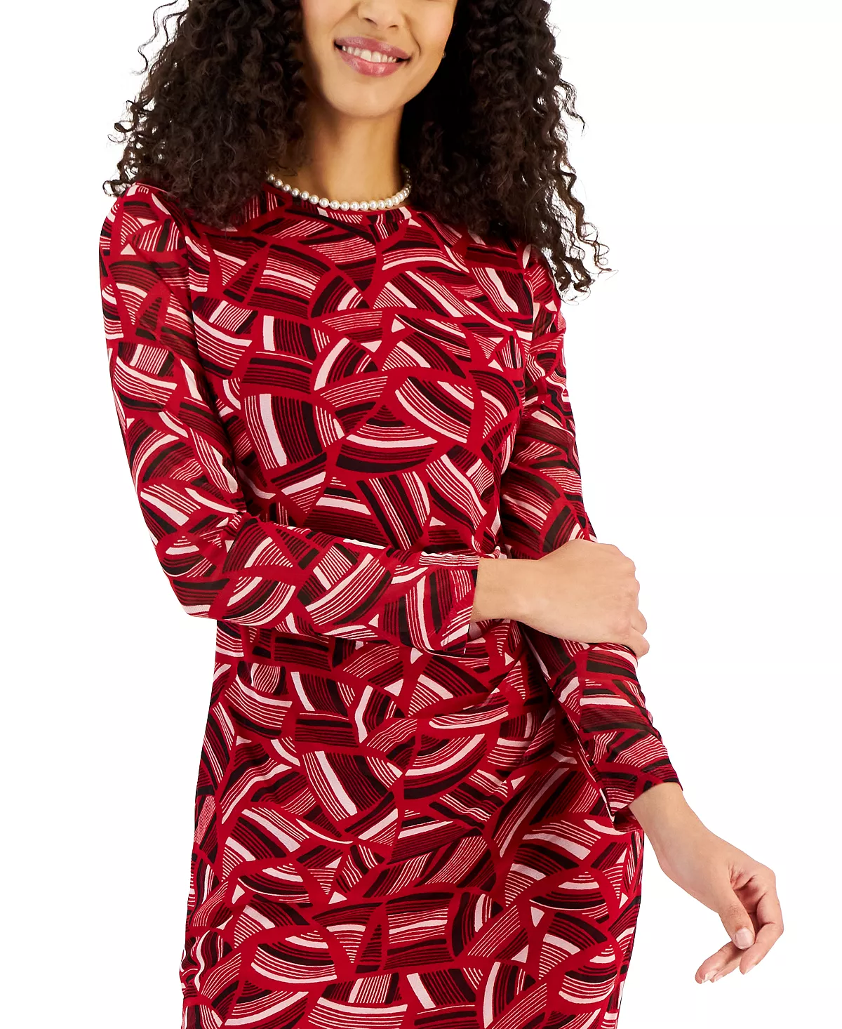 Kasper Women's Side-Pleated Printed Midi Dress 4 Kasper Women's Side-Pleated Printed Midi Dress - Image 4