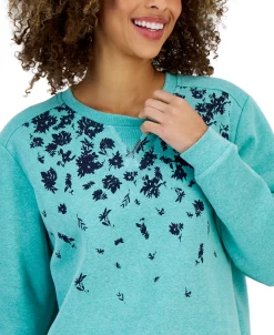 Karen Scott Women's Floral-Print Fleece Sweatshirt, Created For Macy's 6 Karen Scott Women's Floral-Print Fleece Sweatshirt, Created For Macy's -Anne Klein Sales Store 23197042 fpx