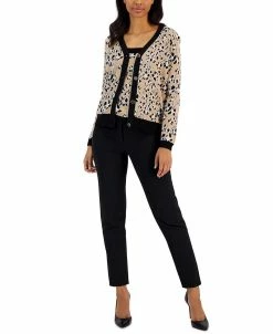 Anne Klein Sales Store 25 Anne Klein Women's Jacquard Cardigan & Trimmed Sleeveless Sweater Top