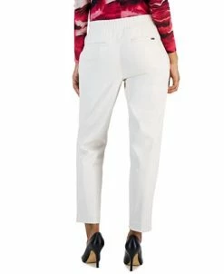 Anne Klein Women's Faux-Leather Pull-On Cinched-Waist Slim Ankle Pants -Anne Klein Sales Store 23206634 fpx