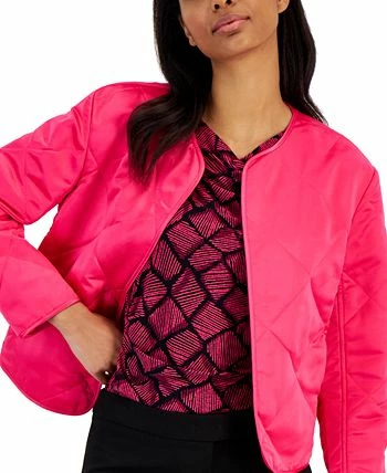 Anne Klein Women's Diamond-Quilted Collarless Jacket 3 Anne Klein Women's Diamond-Quilted Collarless Jacket - Image 3